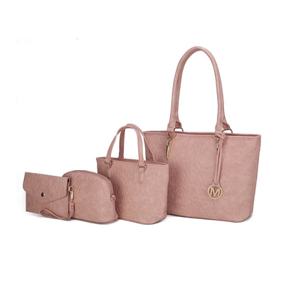 Alexy Women'S Tote Bag, Small Tote Bag, Pouch Purse & Wristlet Wallet Bag 4 Pcs Handbag Set by Mia K - Burgundy